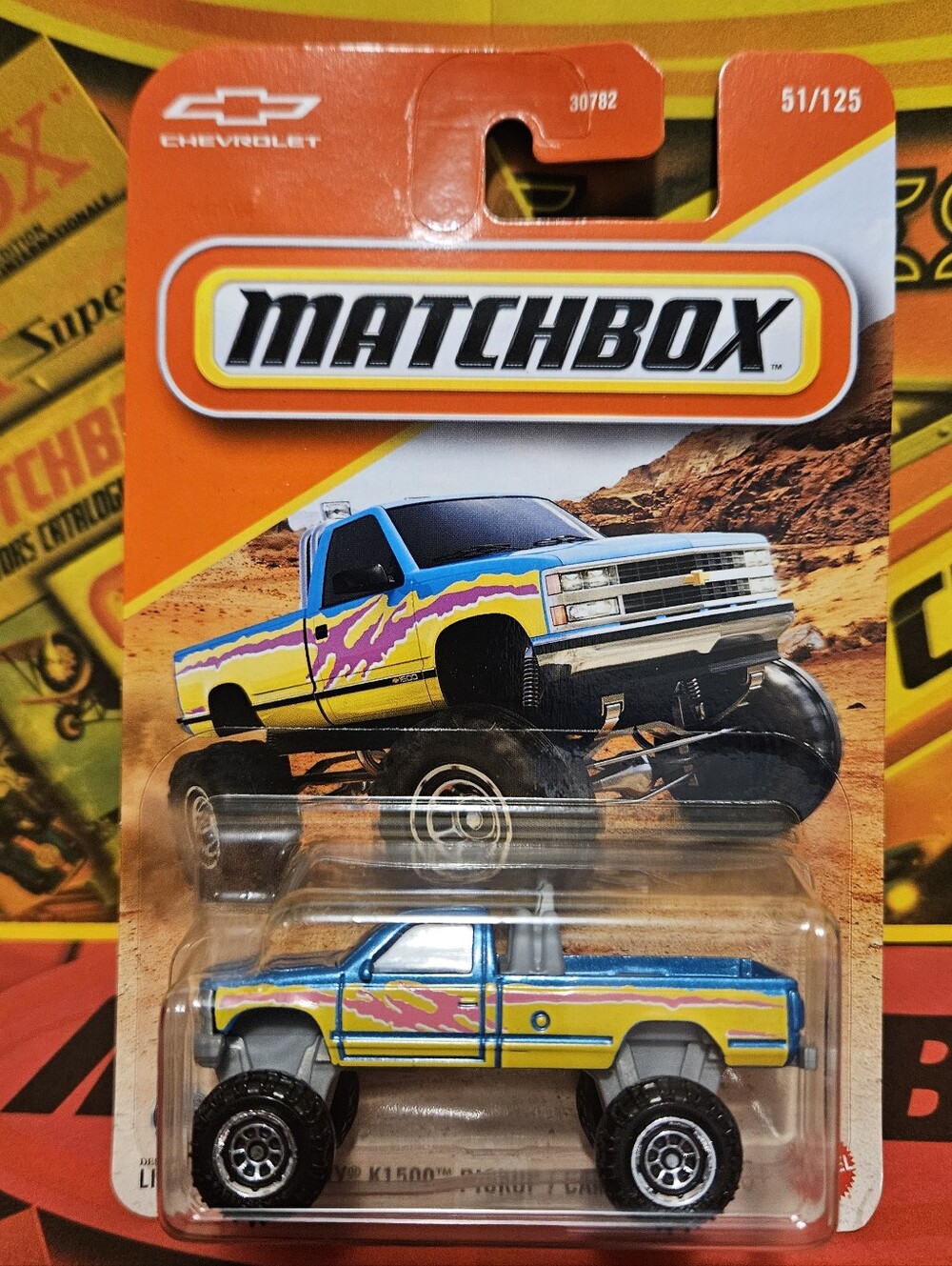 Matchbox Chevy K1500 4x4 Blue and Yellow  Monster Truck